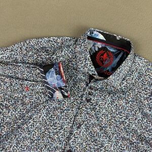 Au Noir Shirt Mens Large Size 4 Abstractg All Over Print Flip Cuff Preppy